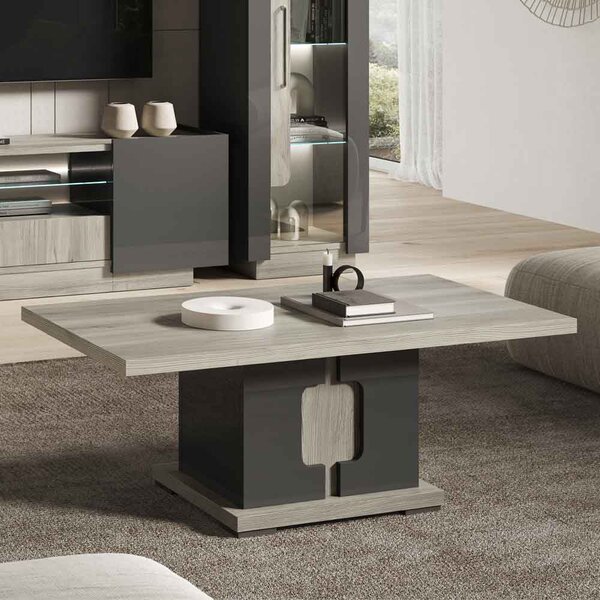 Avora High Gloss Coffee Table in Dark Grey Pine and LED
