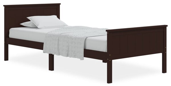 Bed Frame without Mattress Dark Brown Solid Wood Pine 100x200 cm