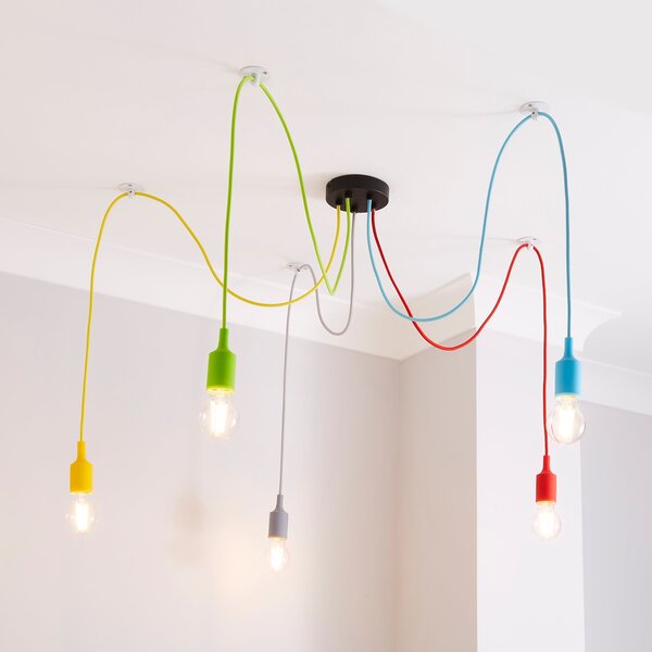 Rainbow Flex 5 Light Spider Ceiling Fitting Blue/Yellow/Red