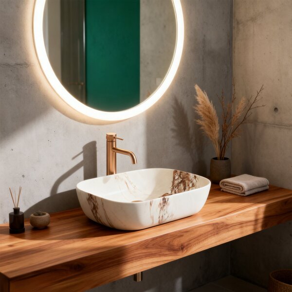 Countertop washbasin Rea Belinda Marrone Matt
