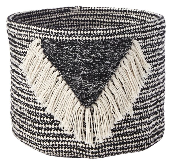 Elements Fringe Basket Black and White