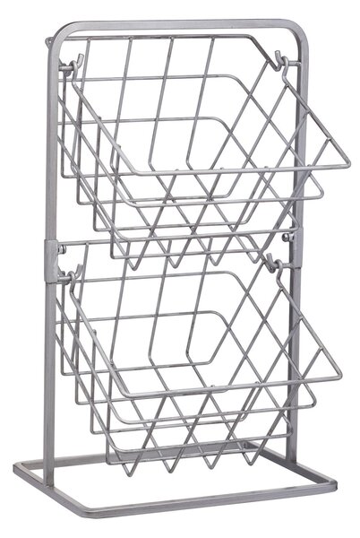 Industrial Kitchen Two Tier Wire Storage Baskets Silver