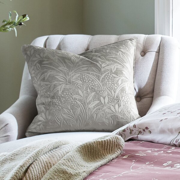 Laura Ashley Barley Embossed 50cm x 50cm Filled Cushion Steel Grey
