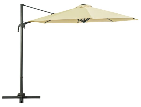 Outsunny Waterproof 3 meter Patio Offset Roma Parasol Garden Umbrella Cantilever Hanging Sun Shade Canopy 360° Rotation w/ Cross Base Aosom UK