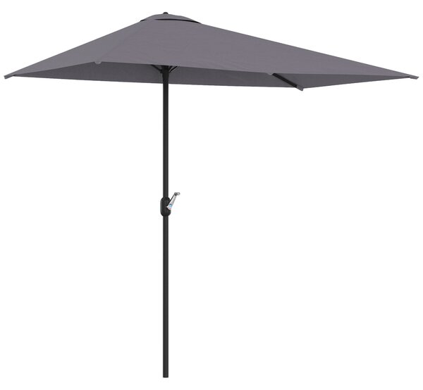 Outsunny Balcony Half Parasol Semi Round Umbrella Patio Crank Handle (2.3m, Grey)- NO BASE INCLUDED