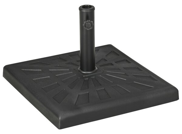 Outsunny Square Resin Parasol Base: Outdoor Umbrella Stand, Fits Poles 妗?2-38mm, Black Aosom UK