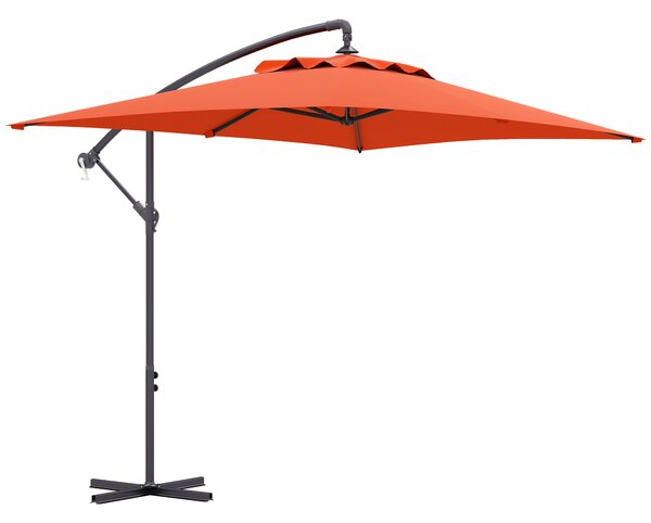 Outsunny 3(m) Cantilever Overhanging Parasol, with Cross Base - Orange
