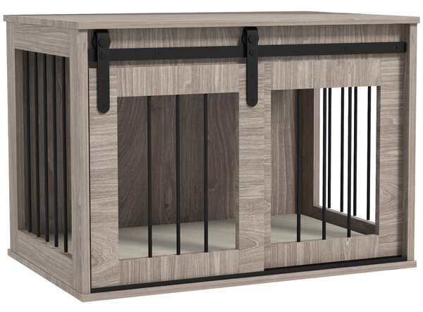 PawHut Dog Crate Furniture with Removable Cushion for Medium-Sized Dogs, 80 x 54 x57 cm, Brown Aosom UK