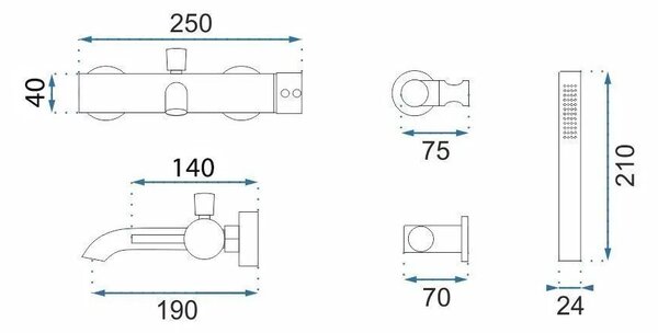Bathroom faucet REA Lungo Grip Brush Copper