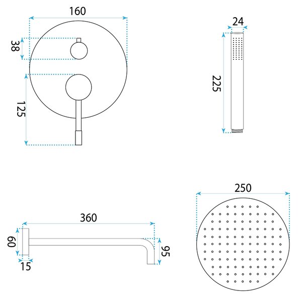 Shower system Rea Lungo Diamond Copper + BOX