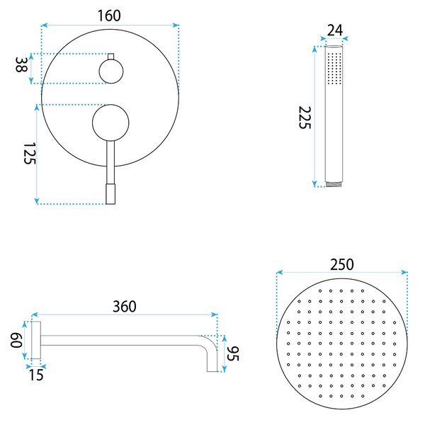 Shower system Rea Lungo Diamond Gold + BOX