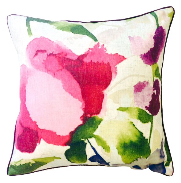 Watercolour Brights Square Cushion Pink