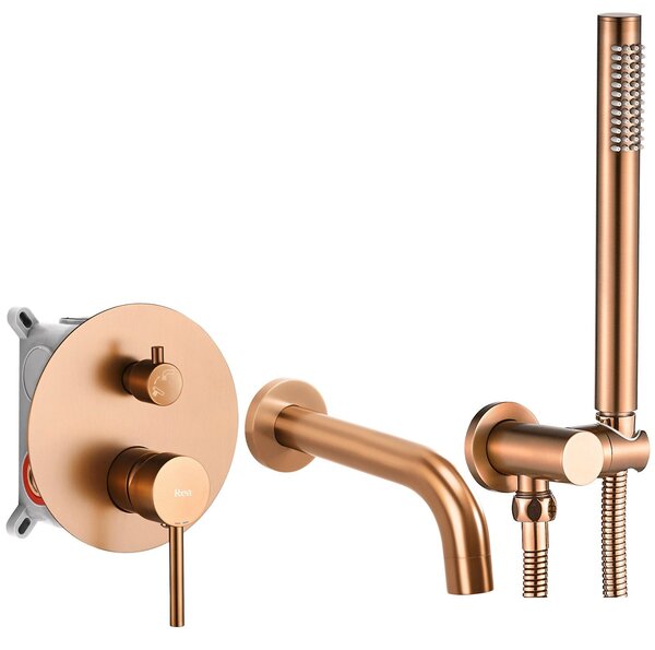 Wall Mounted Bath faucet Rea Lungo Brush Copper + Box