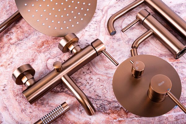 Wall Mounted Bath faucet Rea Lungo Brush Copper + Box