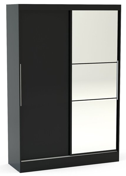 Lynx 2 Door Sliding Mirrored Wardrobe Black