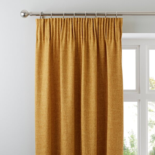 Vermont Mustard Pencil Pleat Curtains Yellow