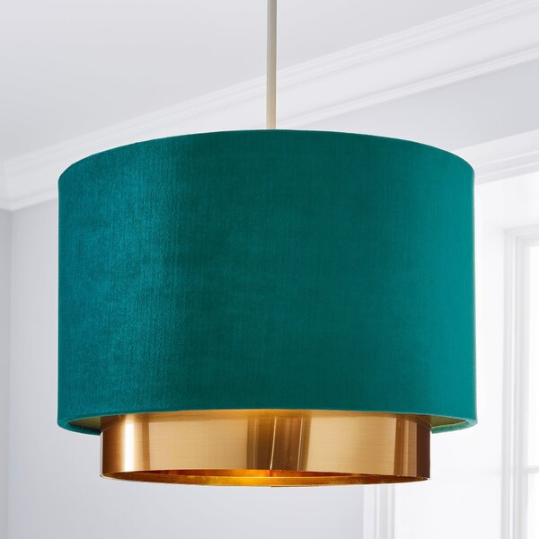 Nesa Two Tier Brushed Gold Velvet Shade Green