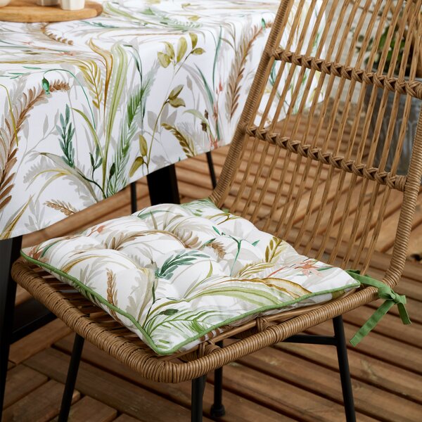 Royal Horticultural Society Ornamental Grasses Seat Pad Filled Cushion 40cm x 40cm Natural