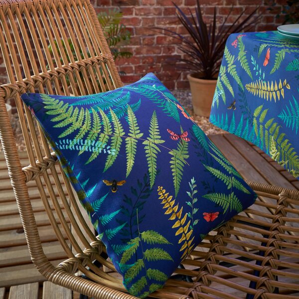 The Royal Horticultural Society Woodland Fern Filled Cushion 43cm x 43cm Navy