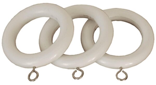 County 28mm Wooden Curtain Rings White