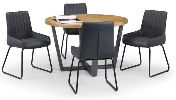 Brooklyn Round Dining Table with 4 Soho Chairs Brown/Charcoal