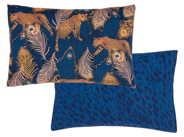 Matthew Williamson Peacock Leopard Pillowcase Navy Blue