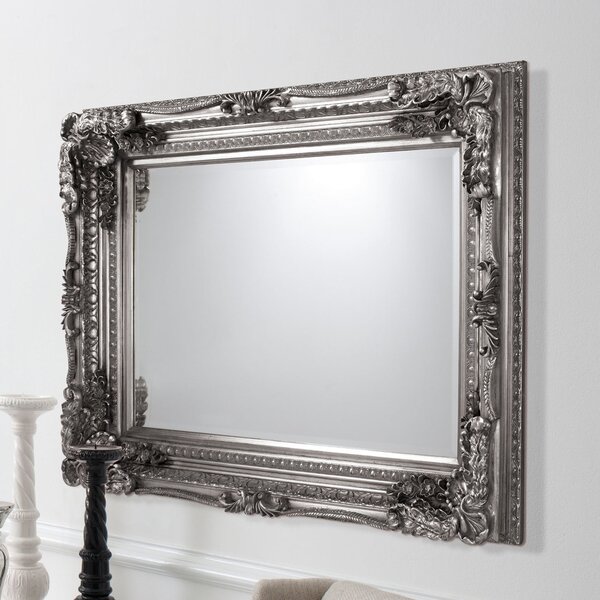 Carved Louis 120x90cm Wall Mirror in Silver Silver