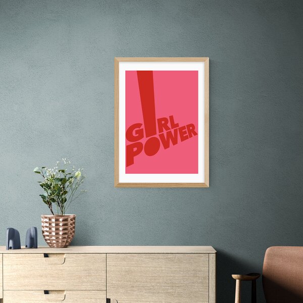 East End Prints Girl Power Framed Print Pink