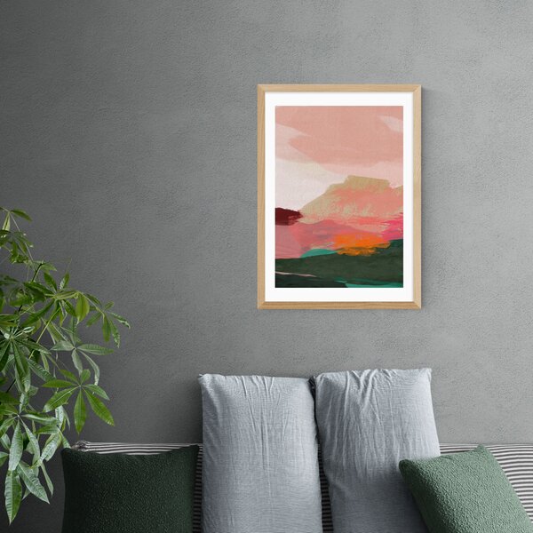 East End Prints Green & Pink Abstract I Framed Print Pink