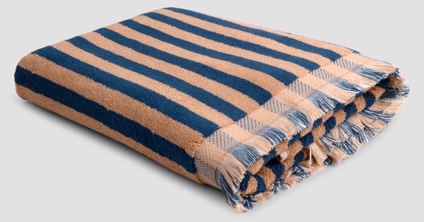 Piglet Blue & Porcini Pembroke Stripe Cotton Size Bath Sheet