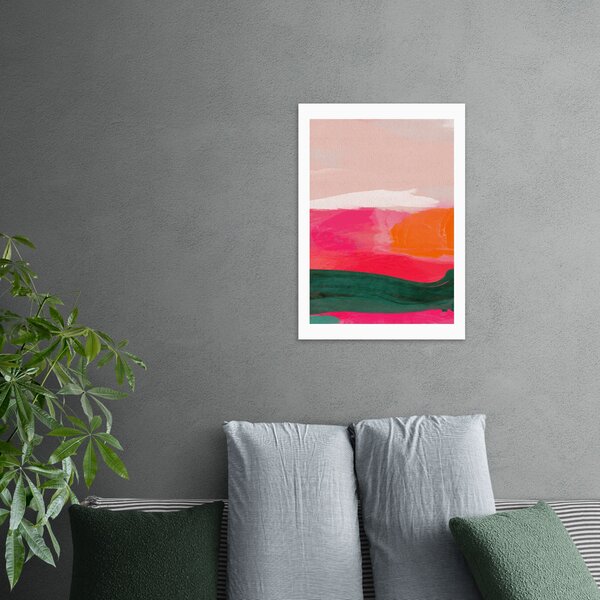 Green & Pink Abstract III Framed Print Pink