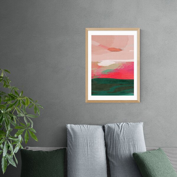 Green & Pink Abstract II Framed Print Pink