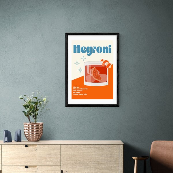 Negroni Cocktail Framed Print Orange