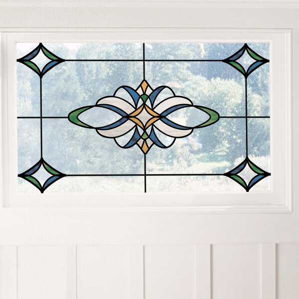 Blue Meridan Static Stained Glass Decal Blue, Green and Beige
