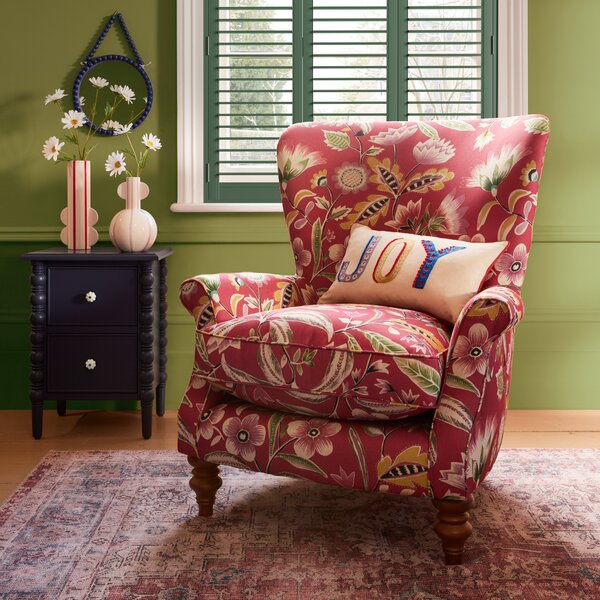 Charbury Joy Floral Print Occasional Armchair Red