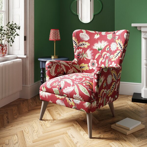 Marlow Joy Floral Print Occasional Armchair red