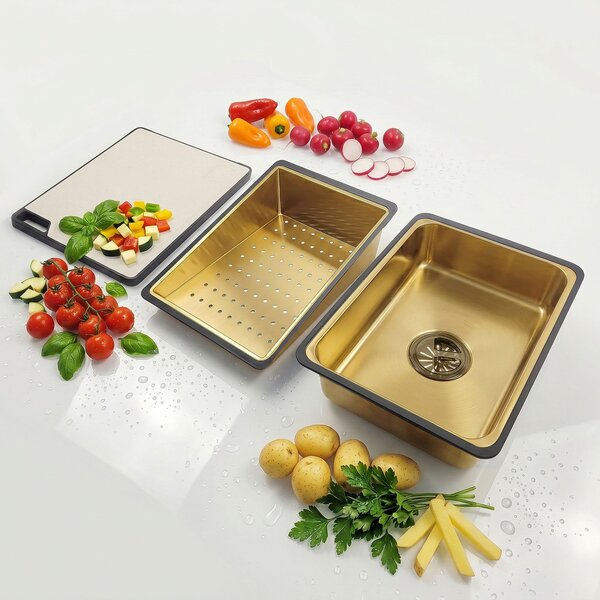Multifunctional 10-in-1 steel sink REA Alonzo Brush Gold