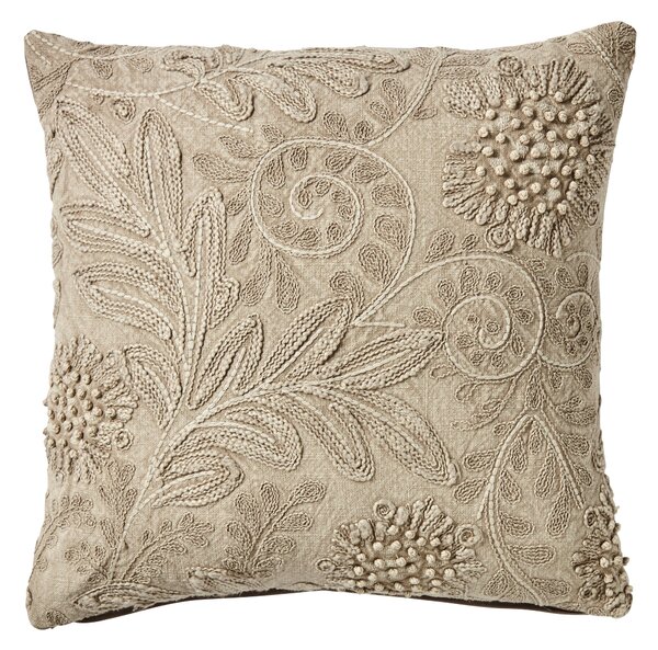 Hemington Washed Embroidered Cushion Natural