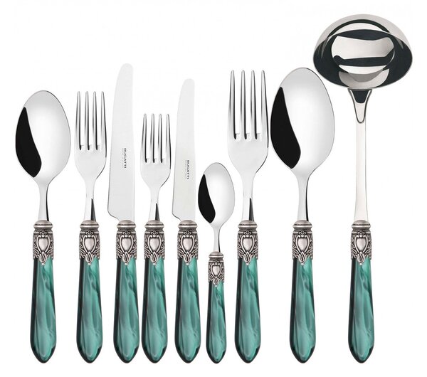 OXFORD OLD SILVER-PLATED RING CUTLERY SET 75 - Green
