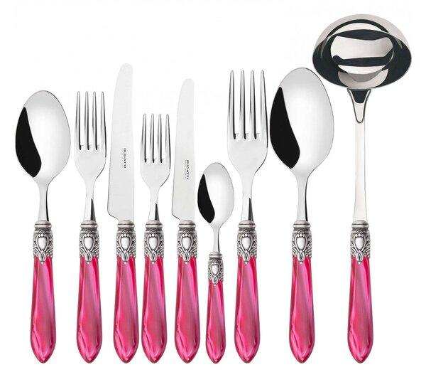 OXFORD OLD SILVER-PLATED RING CUTLERY SET 75 - Raspberry