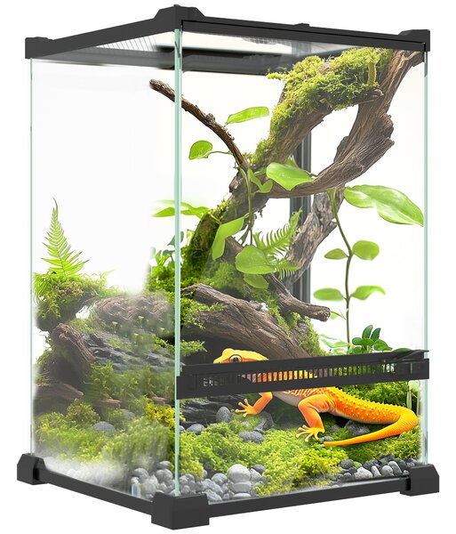 PawHut 12L Vivarium for Lizards, Frogs, Snakes & Tortoises, Anti-Escape Design, Ventilation, Safe & Spacious Habitat Aosom UK