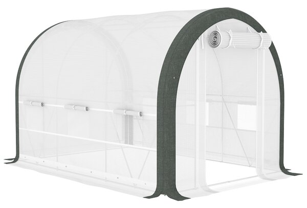 Outsunny 3x2m Walk-In Tunnel Greenhouse with Steel Frame, Roll-Up Door & Accessories for Garden Growing, White Aosom UK