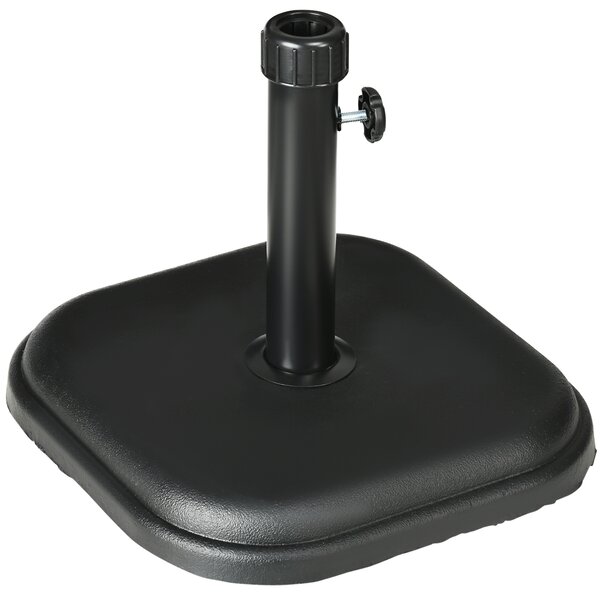 Outsunny Heavy-Duty 11kg Concrete Garden Parasol Base, Square Outdoor Umbrella Stand, Secure and Stylish, Black Aosom UK