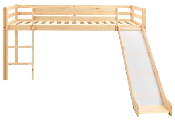 Children's Loft Bed Frame with Slide & Ladder Pinewood 97x208 cm