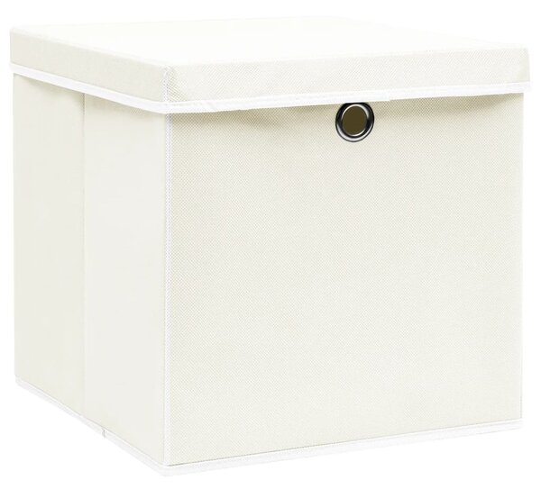 Storage Boxes with Lids 4 pcs White 32x32x32 cm Fabric