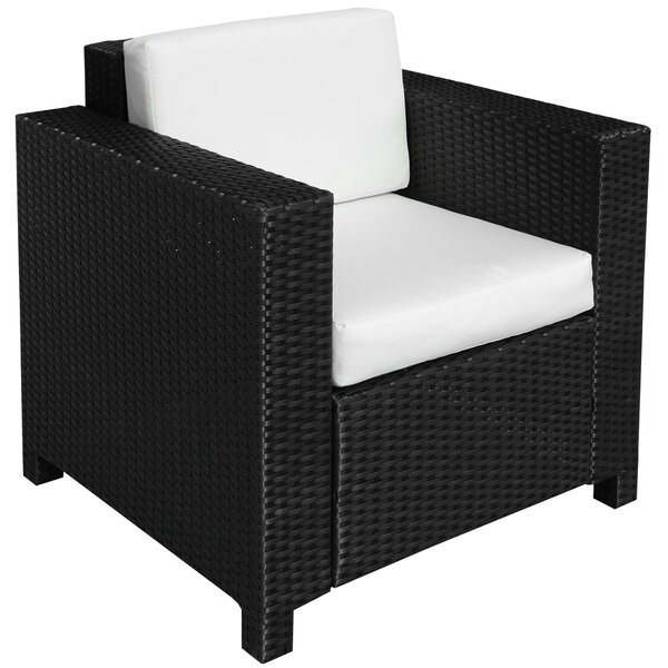 Outsunny 1 Seater Rattan Garden All-Weather Wicker Weave Single Sofa Armchair with Fire Resistant Cushion - Black Aosom UK