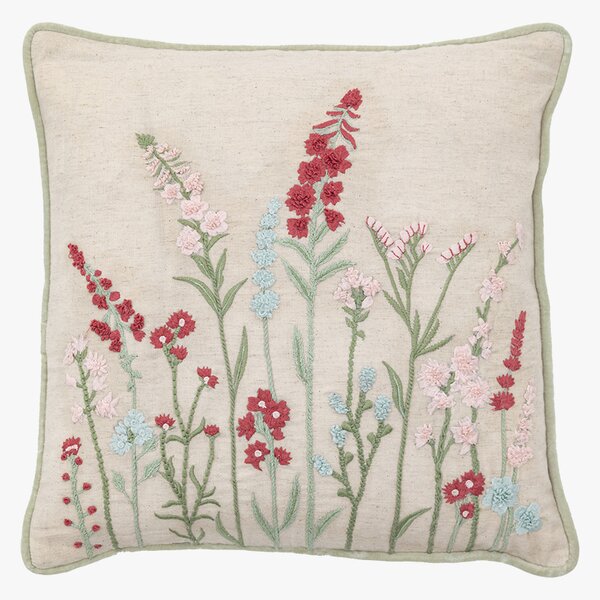 Thistle Embroidered Meadow Cushion, Medium
