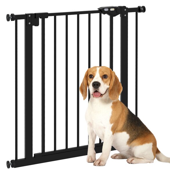 PawHut Adjustable Metal Dog Gate, Safety Barrier for Pets, 74-80cm Wide, Easy Installation, Black Aosom UK