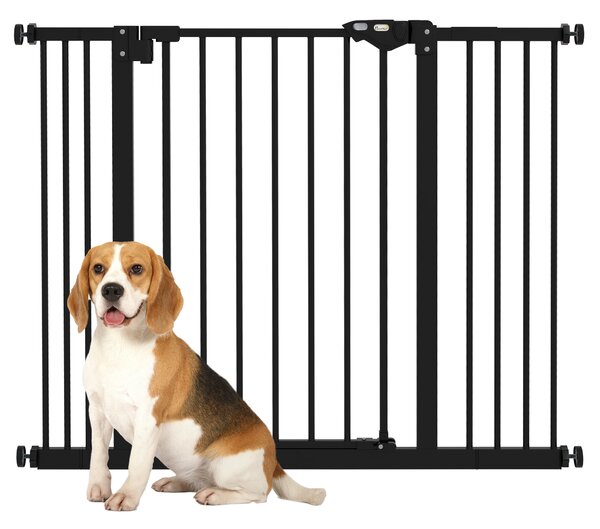 PawHut Dog Gate for Stairs Dog Gate Pet Gate with Openable Metal Frame, for Doorways, Corridors, Staircases, 74-100Wcm, Black Aosom UK