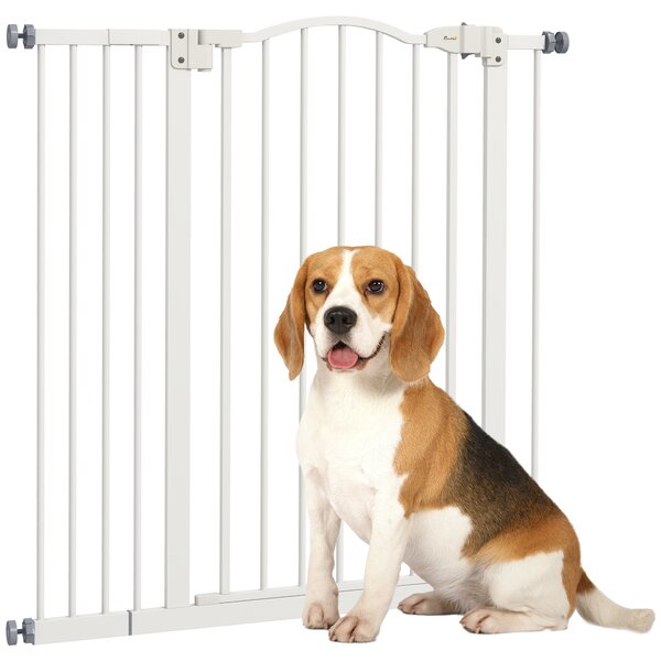 PawHut Adjustable Pet Safety Gate: No-Drill Installation, Auto-Close Feature for Doorways, Crisp White, 74-94cm Aosom UK